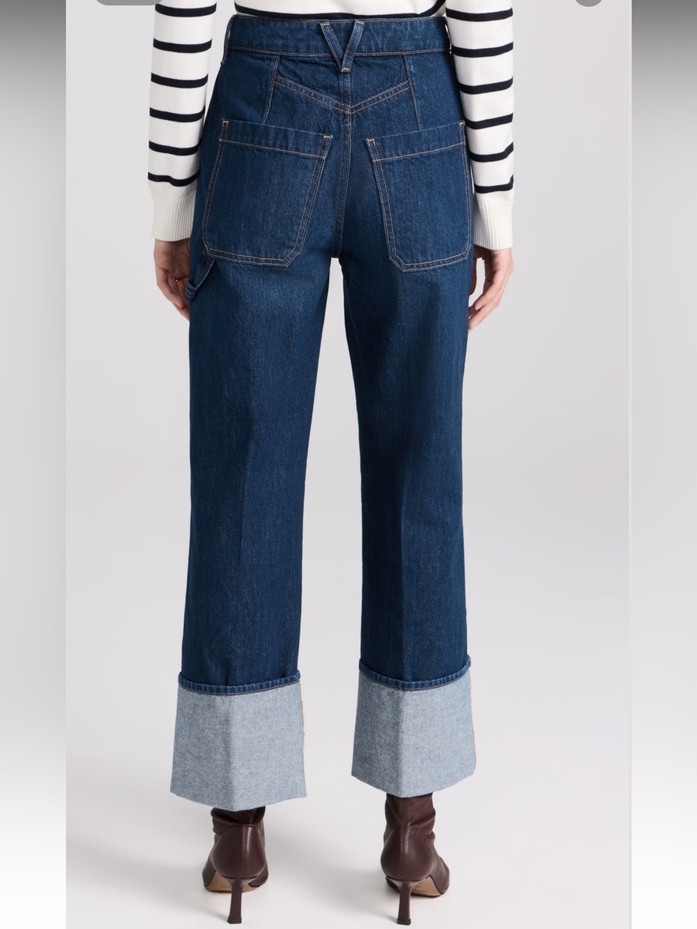 Veronica Beard Dylan High Rise Straight Leg Jean Full Length Wide Cuff hem - Picture 4 of 16